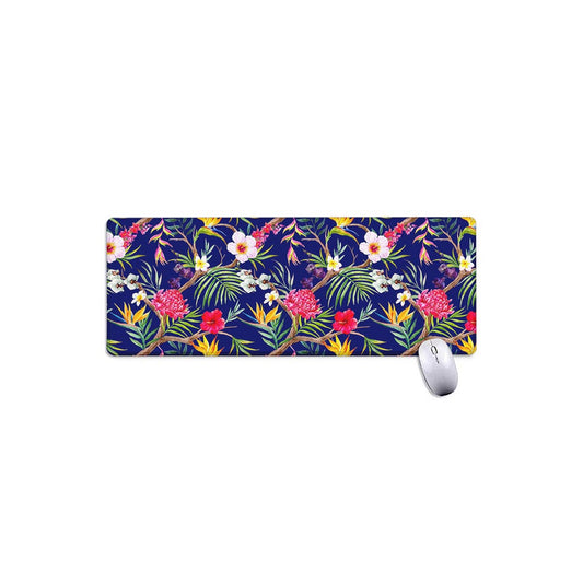 Watercolor Tropical Flower Pattern Print Extended Mouse Pad