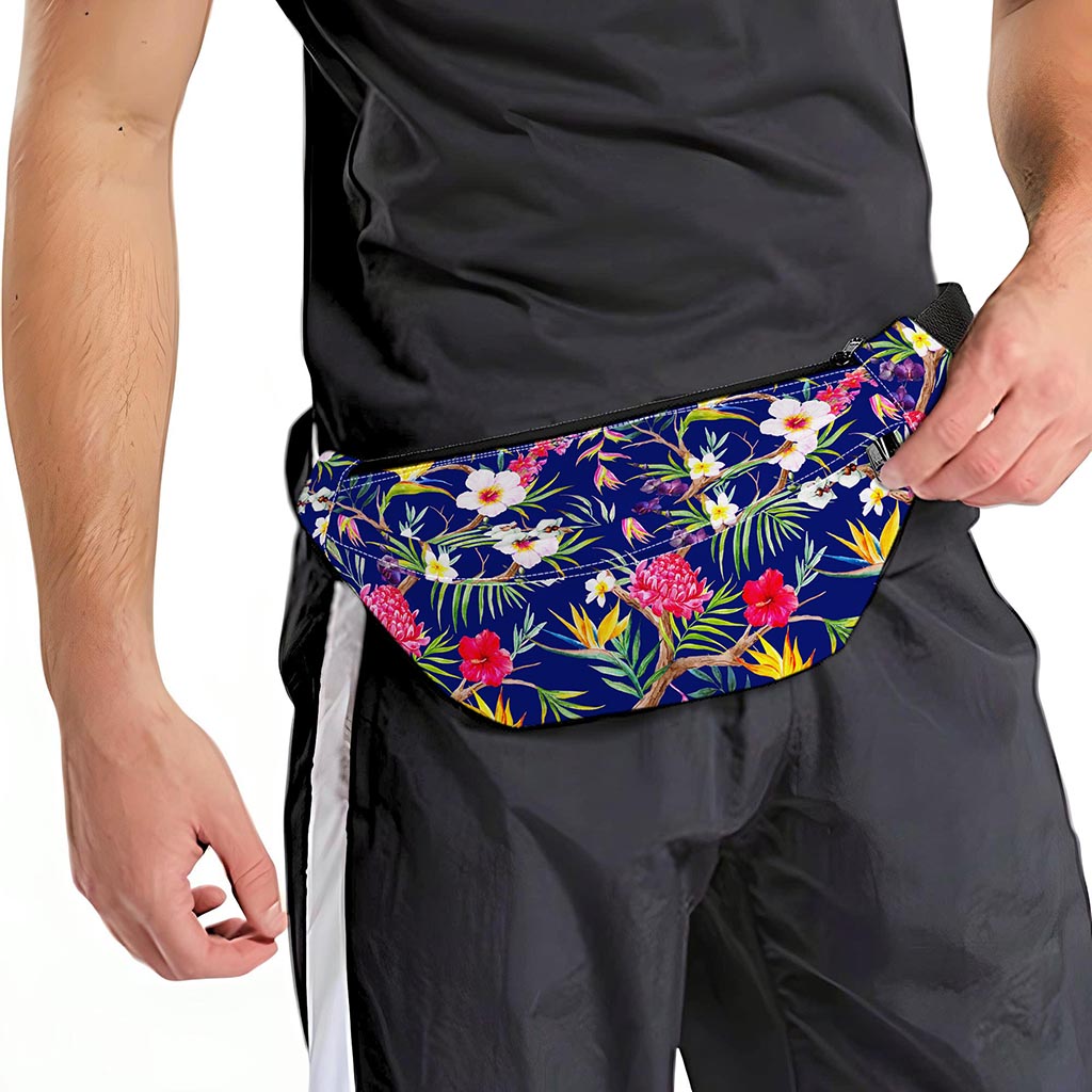 Watercolor Tropical Flower Pattern Print Fanny Pack