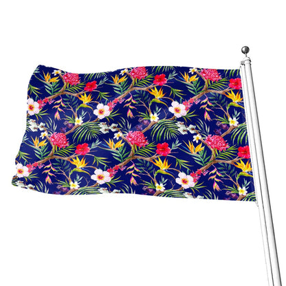 Watercolor Tropical Flower Pattern Print Flag