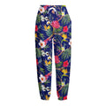 Watercolor Tropical Flower Pattern Print Fleece Lined Knit Pants