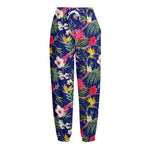 Watercolor Tropical Flower Pattern Print Fleece Lined Knit Pants