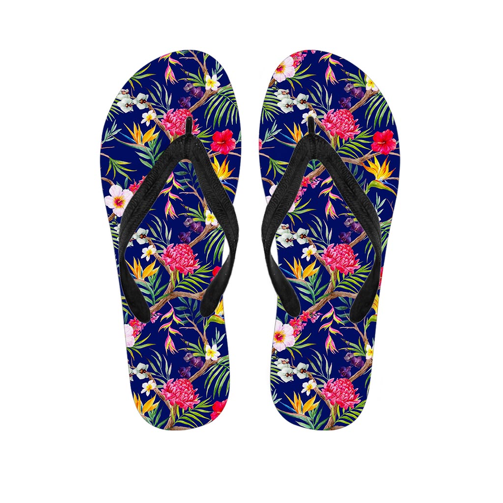 Watercolor Tropical Flower Pattern Print Flip Flops