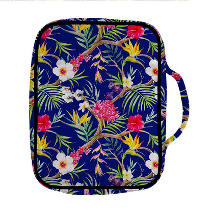Watercolor Tropical Flower Pattern Print Front Pocket Bible Bag