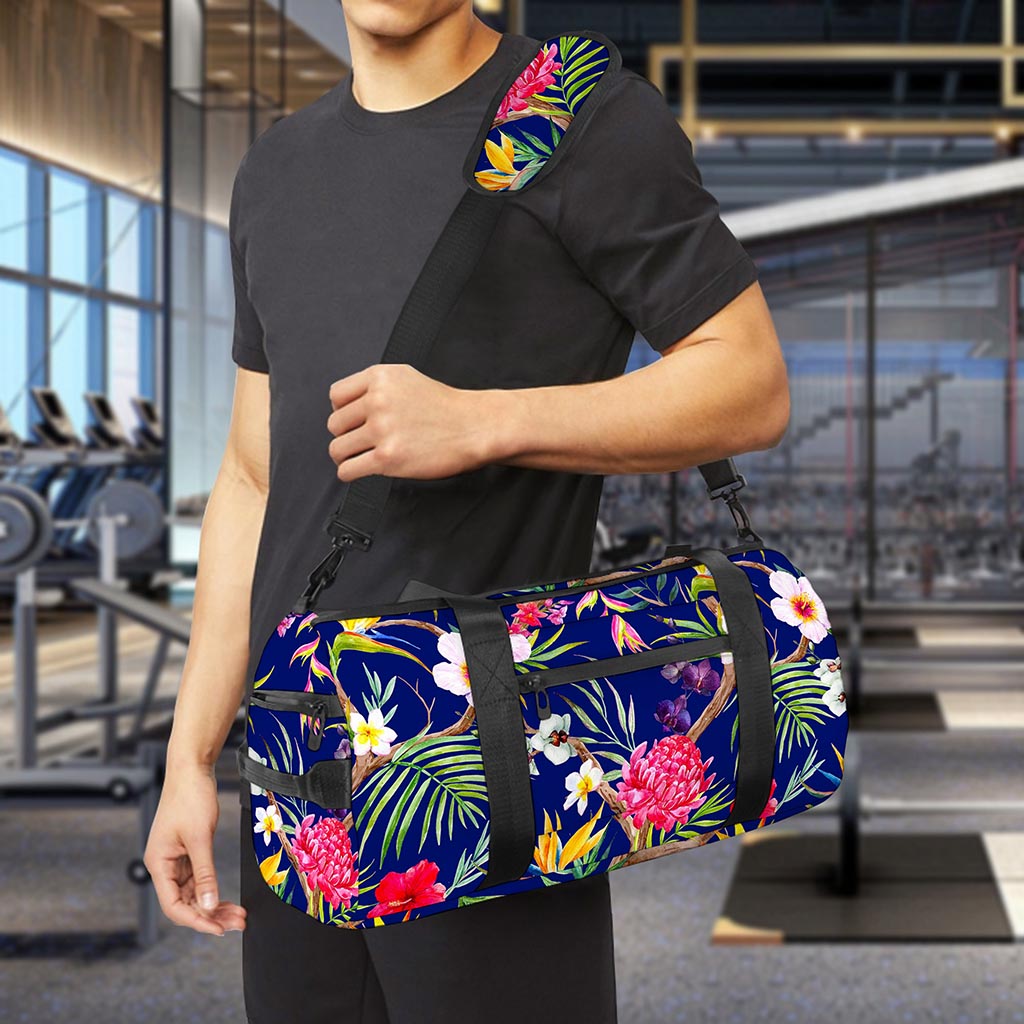 Watercolor Tropical Flower Pattern Print Gym Bag
