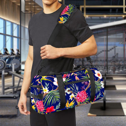 Watercolor Tropical Flower Pattern Print Gym Bag