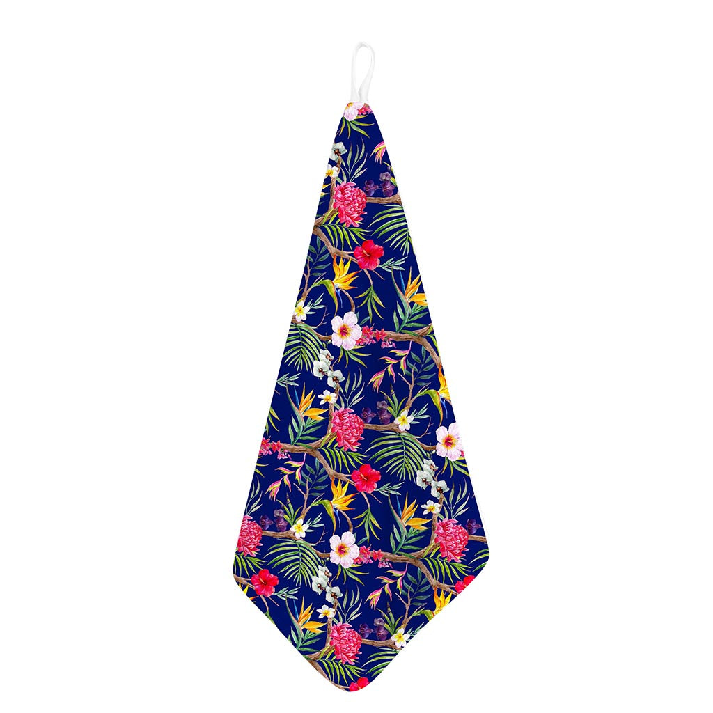 Watercolor Tropical Flower Pattern Print Hand Towel