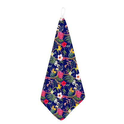 Watercolor Tropical Flower Pattern Print Hand Towel