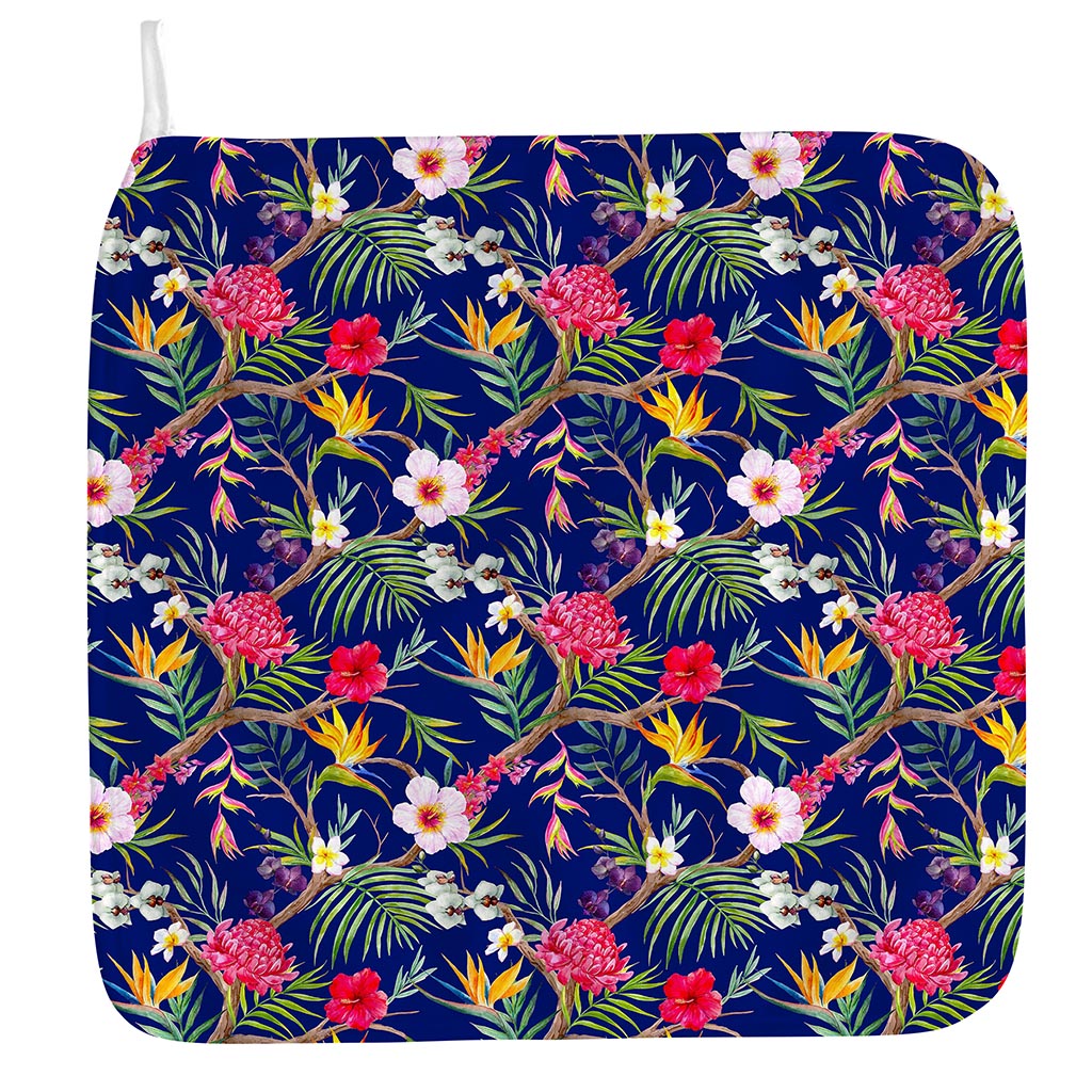 Watercolor Tropical Flower Pattern Print Hand Towel