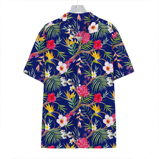 Watercolor Tropical Flower Pattern Print Hawaiian Shirt