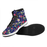 Watercolor Tropical Flower Pattern Print High Top Leather Sneakers