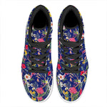 Watercolor Tropical Flower Pattern Print High Top Leather Sneakers