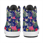 Watercolor Tropical Flower Pattern Print High Top Leather Sneakers