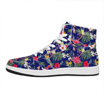 Watercolor Tropical Flower Pattern Print High Top Leather Sneakers