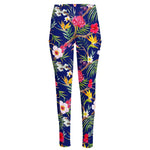 Watercolor Tropical Flower Pattern Print High-Waisted Pocket Leggings