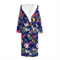Watercolor Tropical Flower Pattern Print Hooded Bathrobe