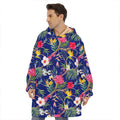 Watercolor Tropical Flower Pattern Print Hoodie Blanket