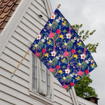 Watercolor Tropical Flower Pattern Print House Flag