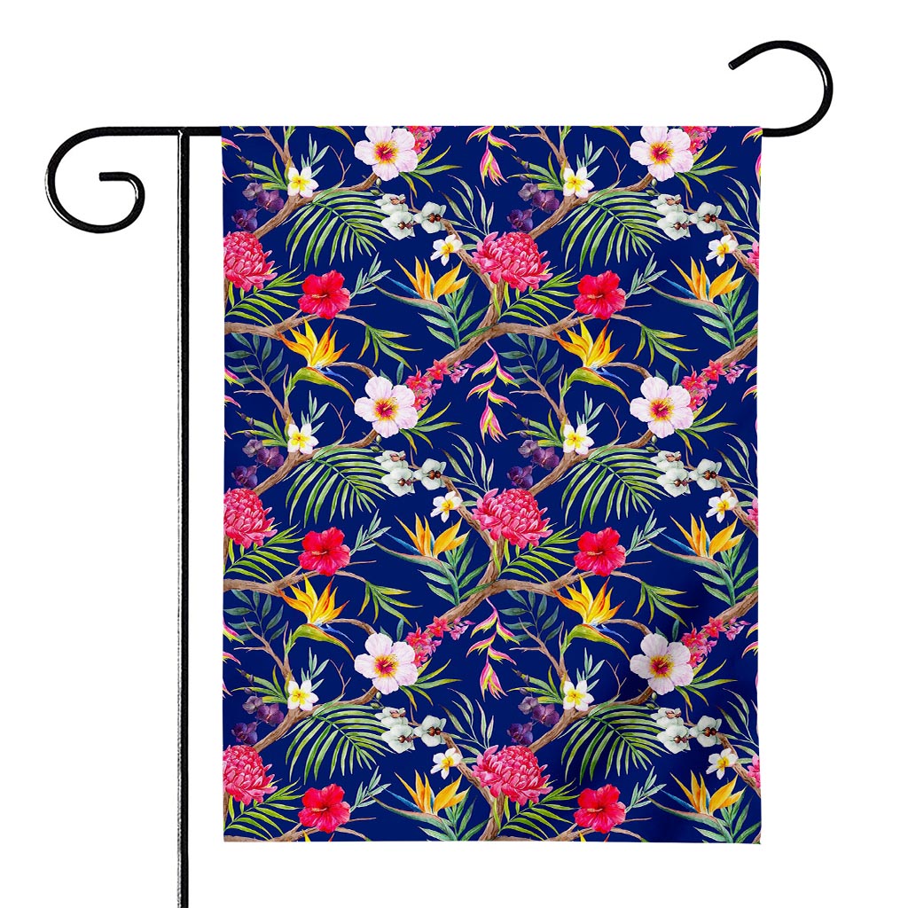 Watercolor Tropical Flower Pattern Print House Flag