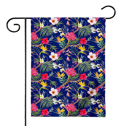 Watercolor Tropical Flower Pattern Print House Flag