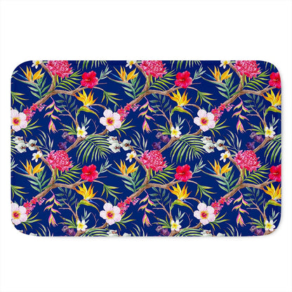 Watercolor Tropical Flower Pattern Print Indoor Door Mat