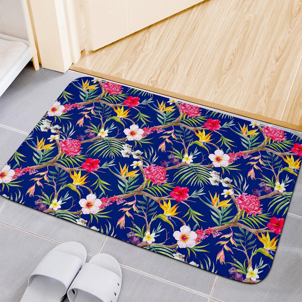 Watercolor Tropical Flower Pattern Print Indoor Door Mat