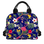 Watercolor Tropical Flower Pattern Print Insulated Lunch Bag