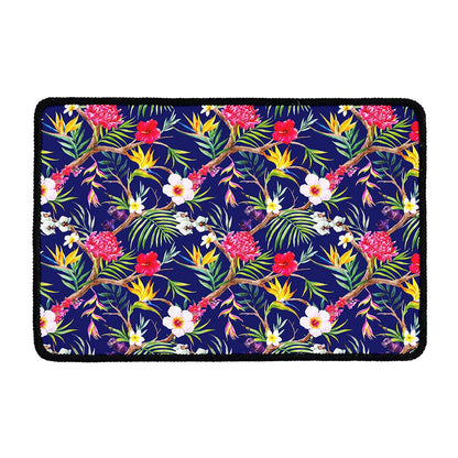 Watercolor Tropical Flower Pattern Print Kitchen Mat