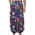 Watercolor Tropical Flower Pattern Print Lantern Pants