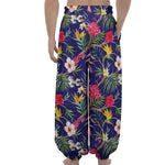 Watercolor Tropical Flower Pattern Print Lantern Pants