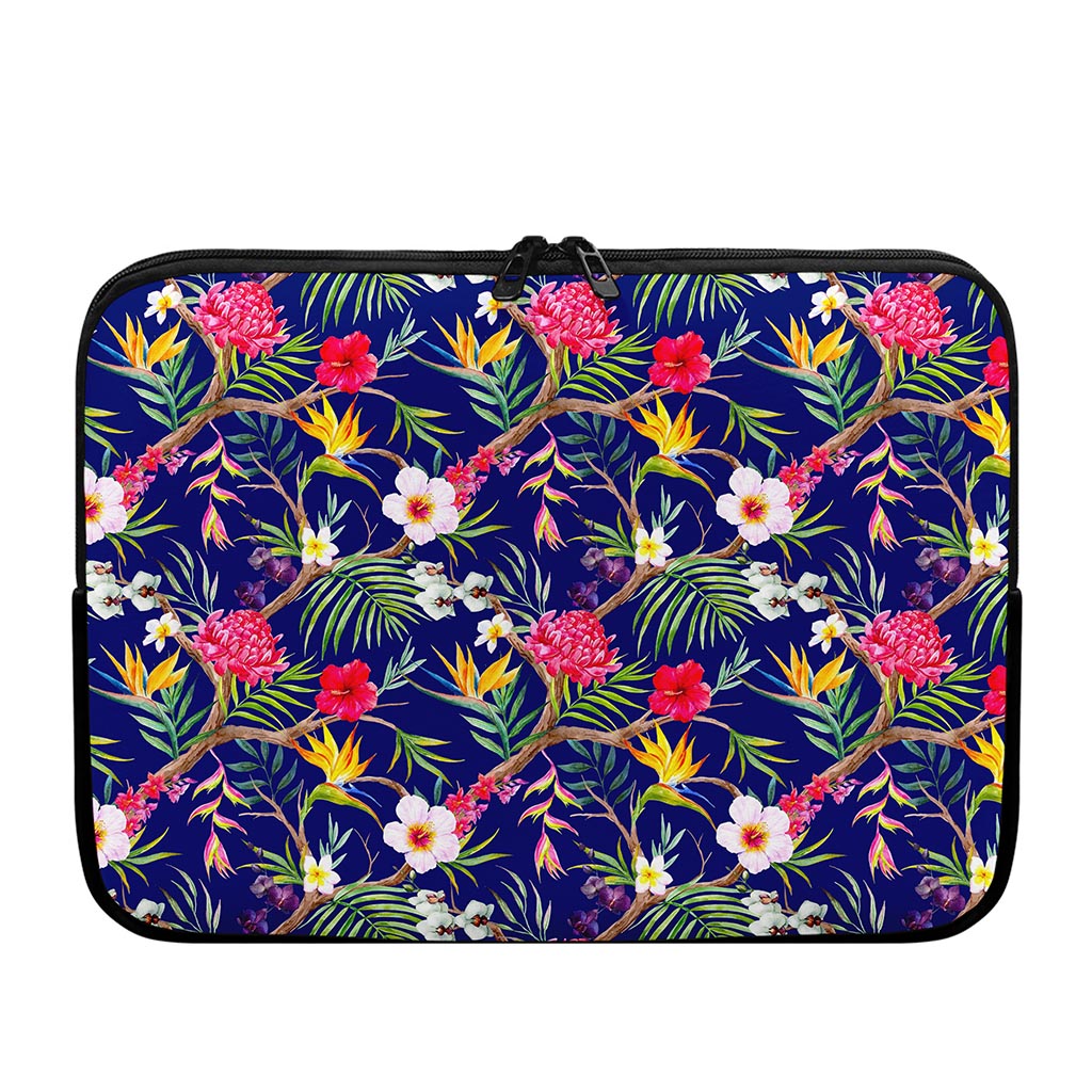 Watercolor Tropical Flower Pattern Print Laptop Sleeve