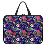 Watercolor Tropical Flower Pattern Print Laptop Sleeve With Handle