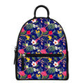 Watercolor Tropical Flower Pattern Print Leather Backpack