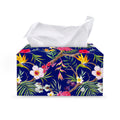 Watercolor Tropical Flower Pattern Print Leather Tissue Box Cover