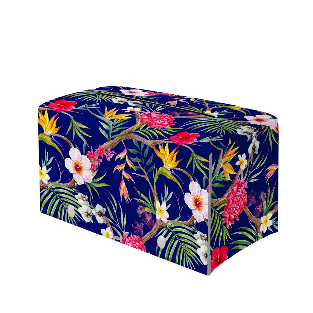 Watercolor Tropical Flower Pattern Print Leather Tissue Box Cover