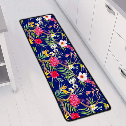 Watercolor Tropical Flower Pattern Print Long Kitchen Mat