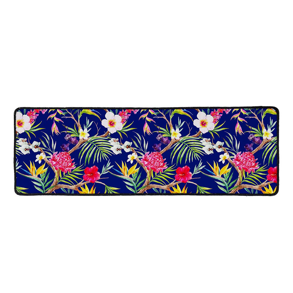 Watercolor Tropical Flower Pattern Print Long Kitchen Mat