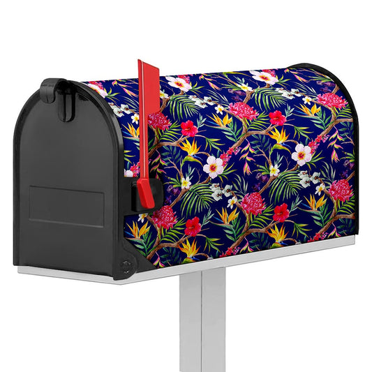 Watercolor Tropical Flower Pattern Print Mailbox Cover