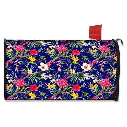 Watercolor Tropical Flower Pattern Print Mailbox Cover
