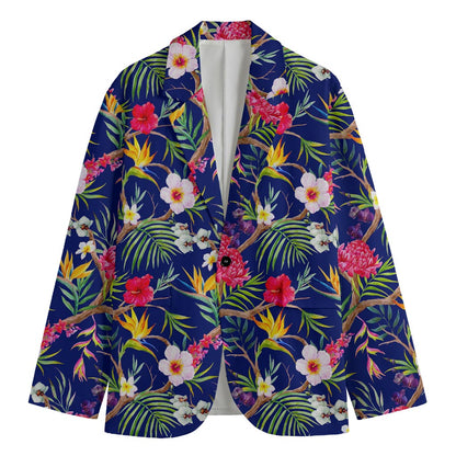 Watercolor Tropical Flower Pattern Print Men's Blazer