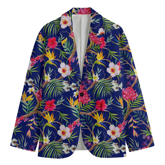 Watercolor Tropical Flower Pattern Print Men's Blazer