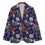 Watercolor Tropical Flower Pattern Print Men's Blazer