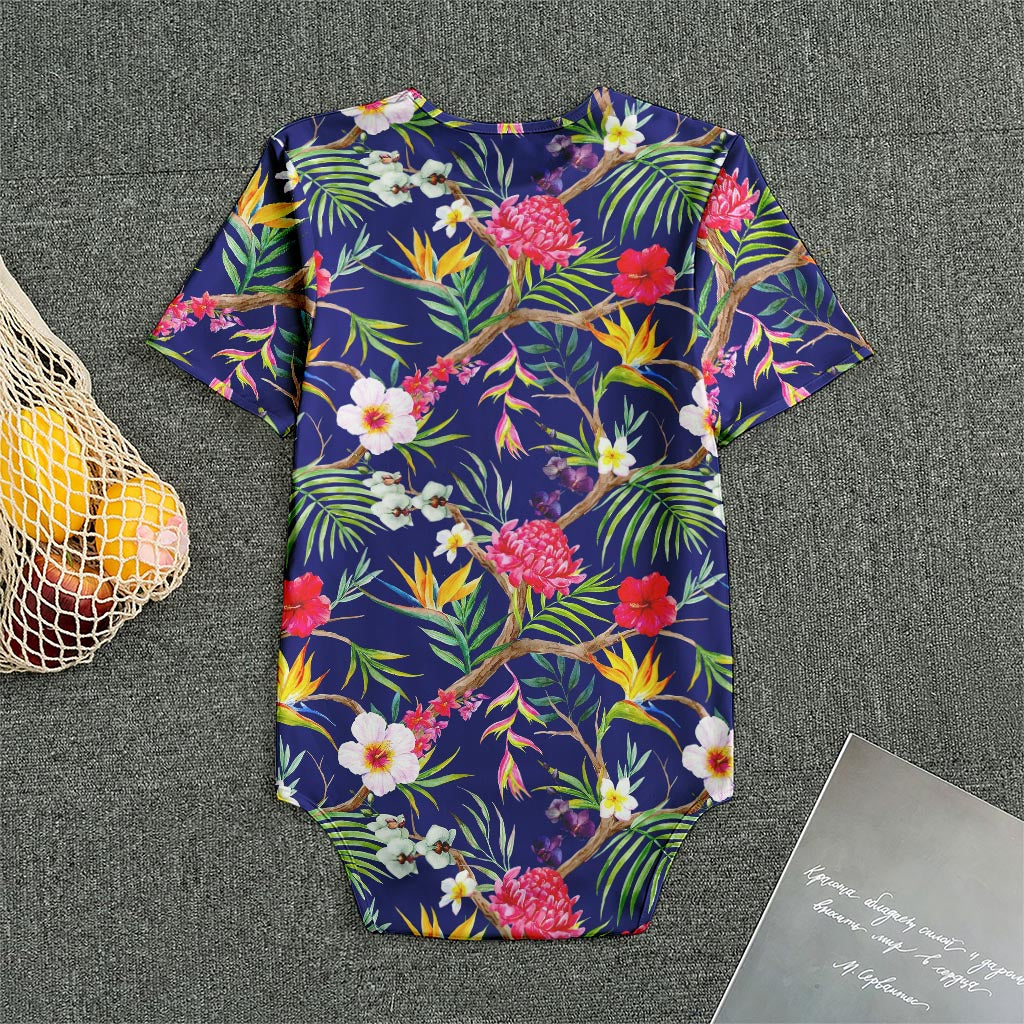 Watercolor Tropical Flower Pattern Print Men's Bodysuit