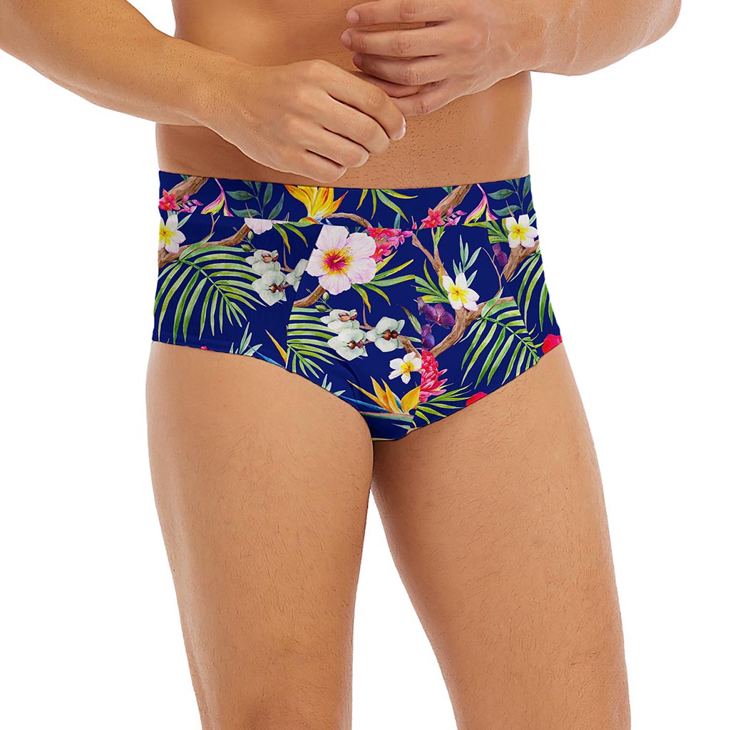 Watercolor Tropical Flower Pattern Print Men's Briefs