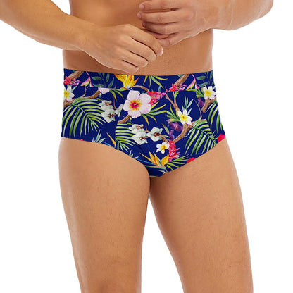 Watercolor Tropical Flower Pattern Print Men's Briefs