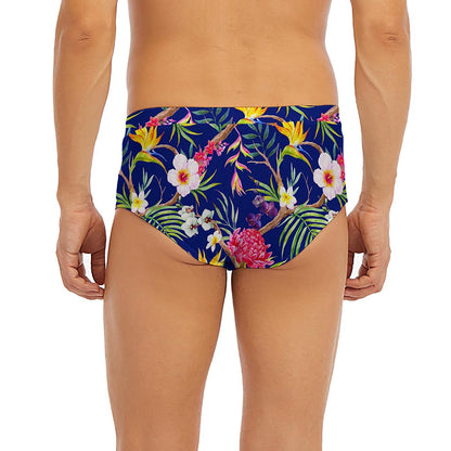 Watercolor Tropical Flower Pattern Print Men's Briefs