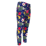 Watercolor Tropical Flower Pattern Print Men's Compression Pants