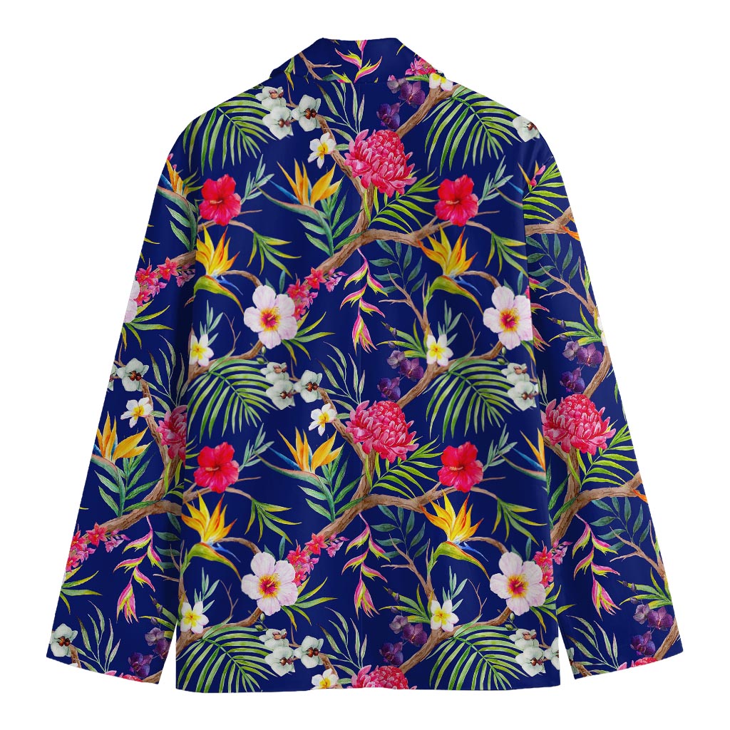 Watercolor Tropical Flower Pattern Print Men's Cotton Blazer