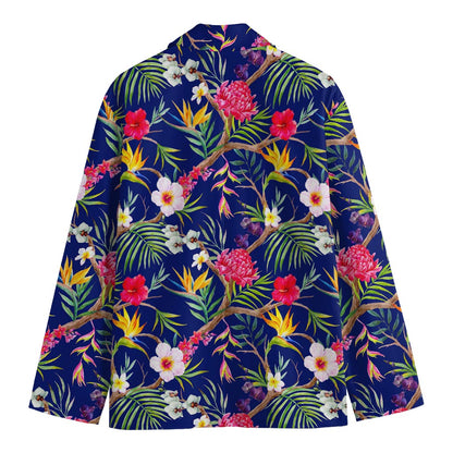 Watercolor Tropical Flower Pattern Print Men's Cotton Blazer
