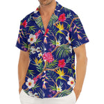 Watercolor Tropical Flower Pattern Print Men's Deep V-Neck Shirt