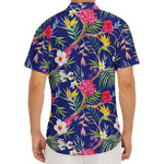 Watercolor Tropical Flower Pattern Print Men's Deep V-Neck Shirt